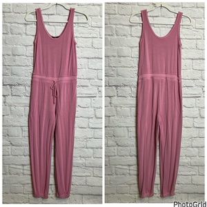 Lulu's NWT Pink Terry Cloth Drawstring Tank Jumpsuit Size XSmall